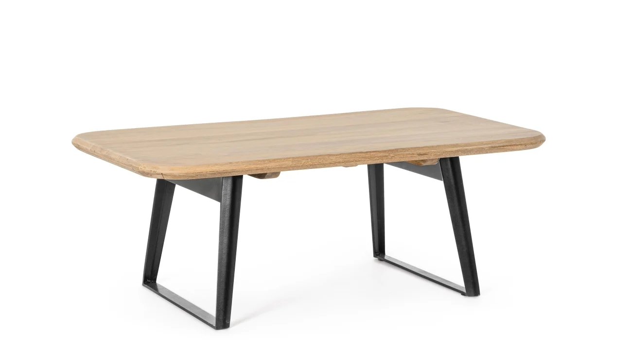 Couchtisch Nashik aus Mangoholz, klassisch rechteckig, naturfarben, Metallgestell, 118 cm - Bizzotto