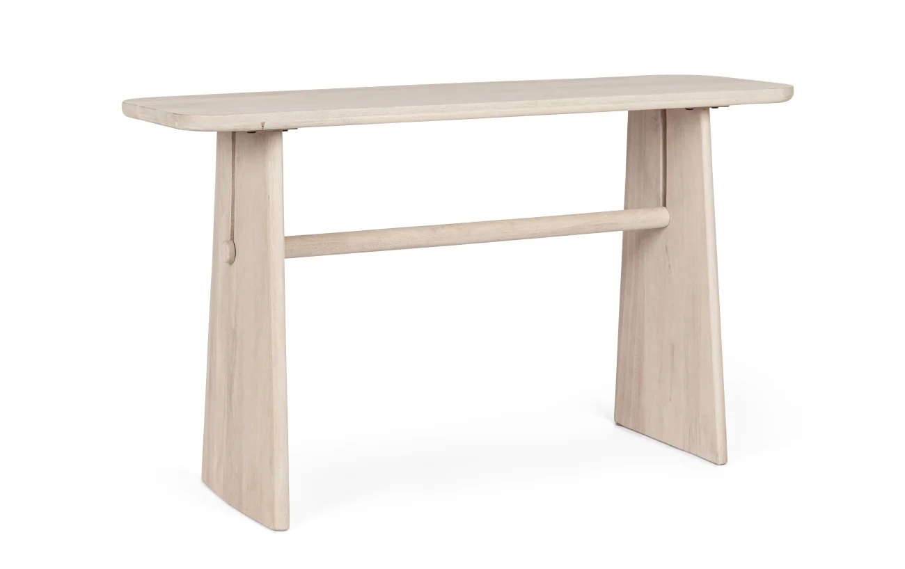 Konsole Elisheva aus Mangoholz, skandinavischer Stil, beige, 135 cm Breite, hochwertig verarbeitet - Bizzotto