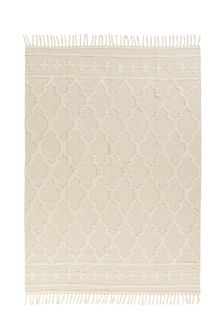 Teppich Namiko aus Baumwolle, klassisch, beige, 160x230 cm, weich und pflegeleicht - Bizzotto