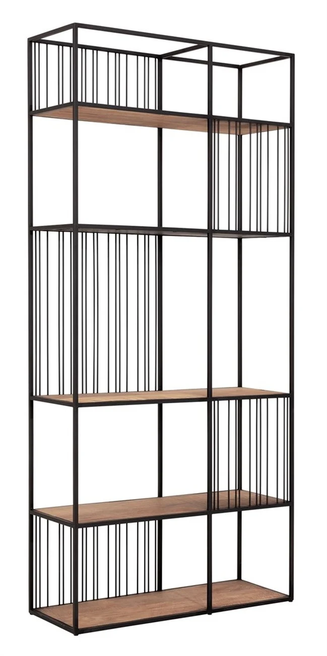 Regal Barra aus recyceltem Teakholz, modernes Design, natur, Metallgestell, 95 cm breit - dtp Home