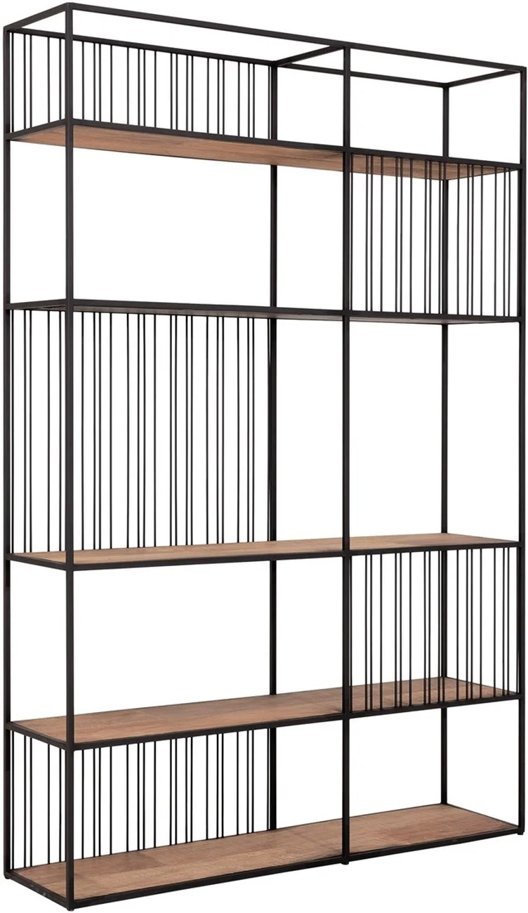 Regal Barra aus recyceltem Teakholz, modernes Industriedesign, Natur, 140 cm breit, 5 Fächer - dtp Home