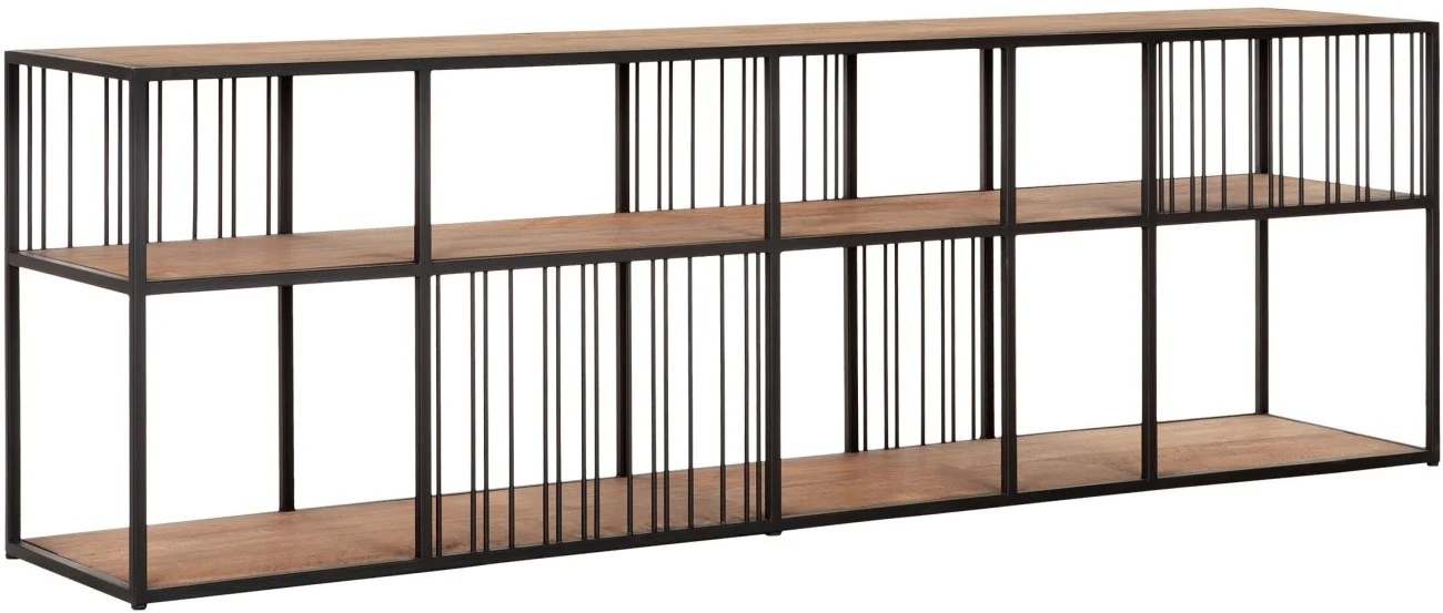 TV Board Barra aus recyceltem Teakholz, modernes Design, Natur, 175 cm, Metallgestell - dtp Home