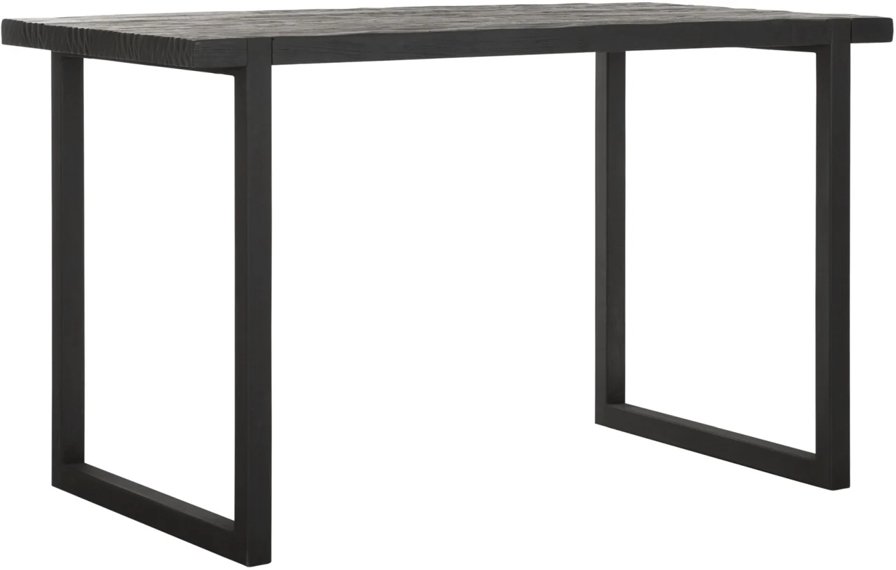 Bartisch Timeless aus recyceltem Teakholz, modernes Design, U-Gestell Metall, Schwarz, 150x80 cm
