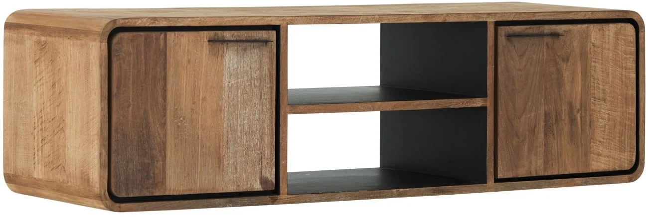 TV Board Evo, recyceltes Teakholz und Metall, modern hängend, 145 cm, natur - dtp Home