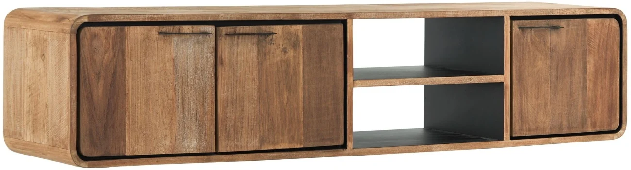 TV Board Evo aus recyceltem Teakholz, modern, hängend, naturfarben, 185 cm - dtp Home