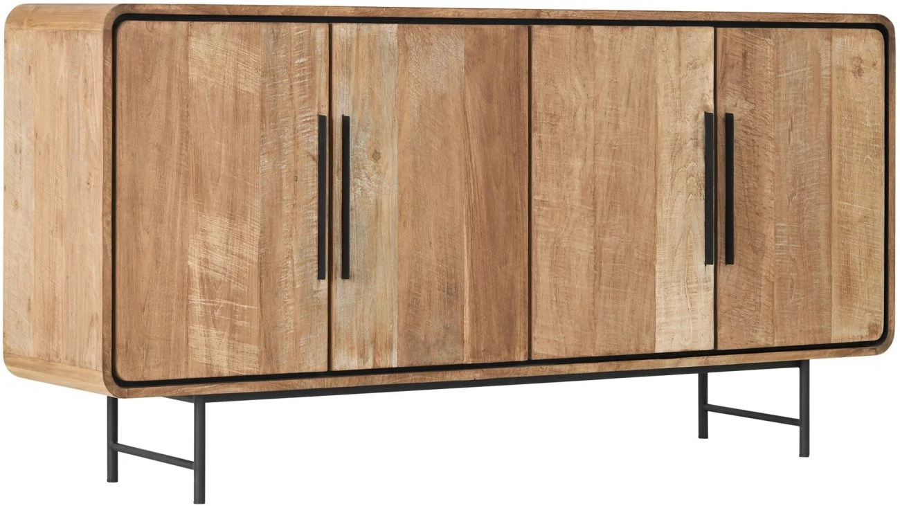 Sideboard Evo aus recyceltem Teakholz, modernes Design, Natur, Metallgestell, 180 cm - dtp Home