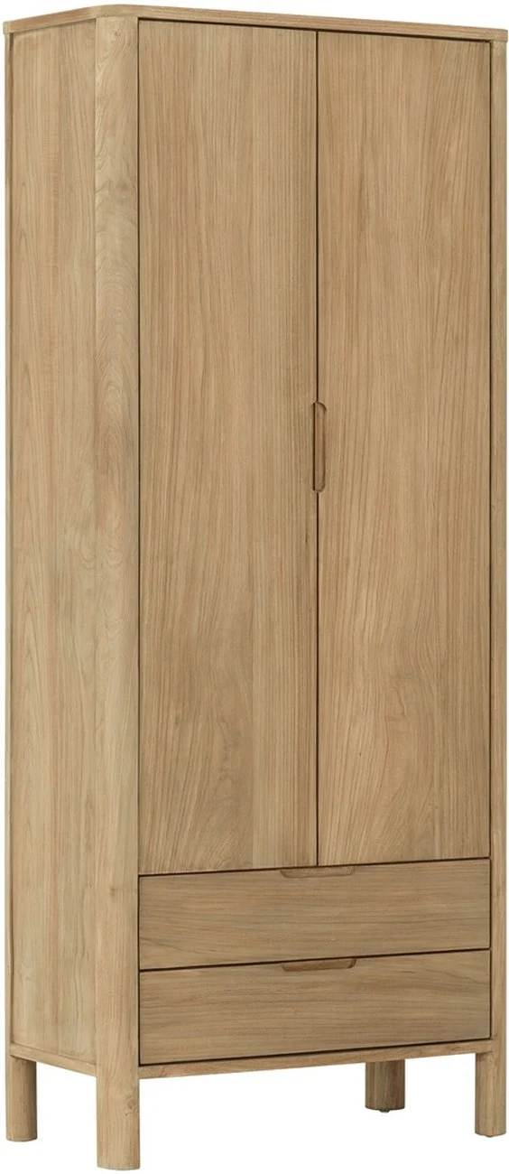 Schrank Forte aus Teakholz, skandinavisches Design, natur, 2 Türen 2 Schubladen, 80 cm breit - dtp Home