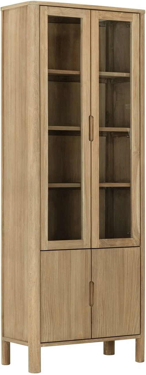 Vitrine Forte aus Teakholz, skandinavisches Design, natur, 80 cm breit, Glasfront - dtp Home