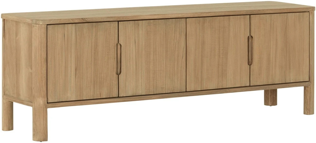TV Board Forte aus Teakholz, skandinavisches Design, natur, 160 cm Breite, vier Türen - dtp Home