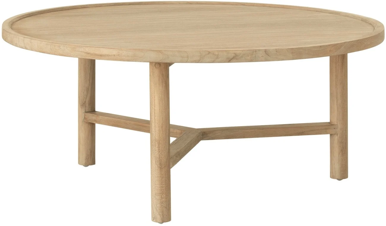 Couchtisch Forte aus Teakholz, skandinavischer Stil, rund, natur, Ø 80 cm - dtp Home
