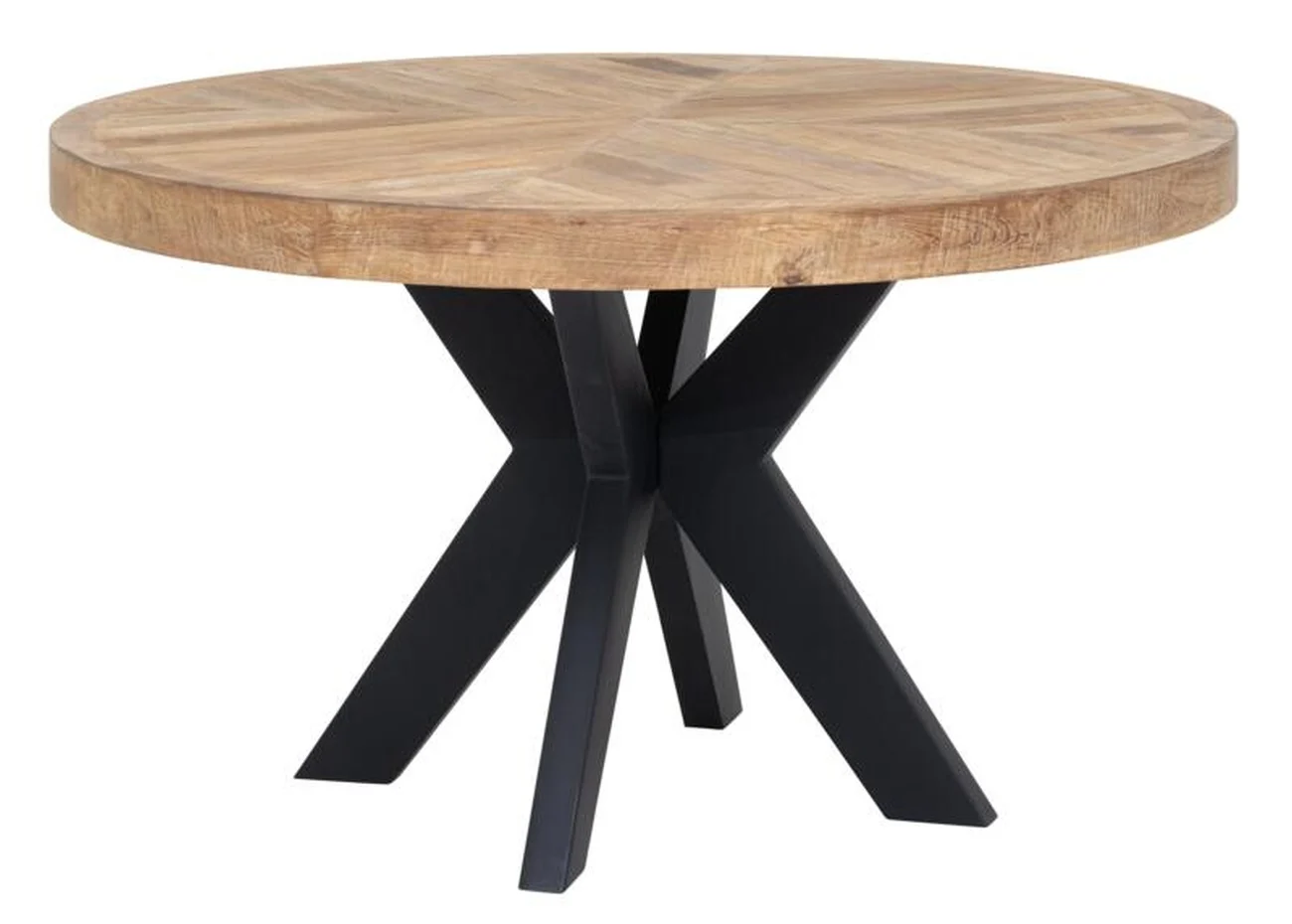 Esstisch Einstein aus recyceltem Teakholz, rundes Massivholz-Design, natur, für 4 Personen