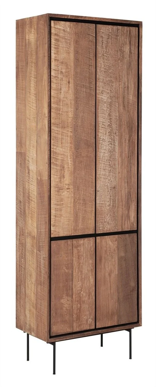 Schrank Metropole aus recyceltem Teakholz, modernes Design, natur, 70 cm breit, Metallgestell - dtp Home