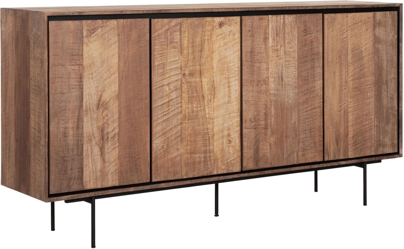 Sideboard Metropole aus recyceltem Teakholz, modern, Natur, Metallgestell, 180 cm breit - dtp Home