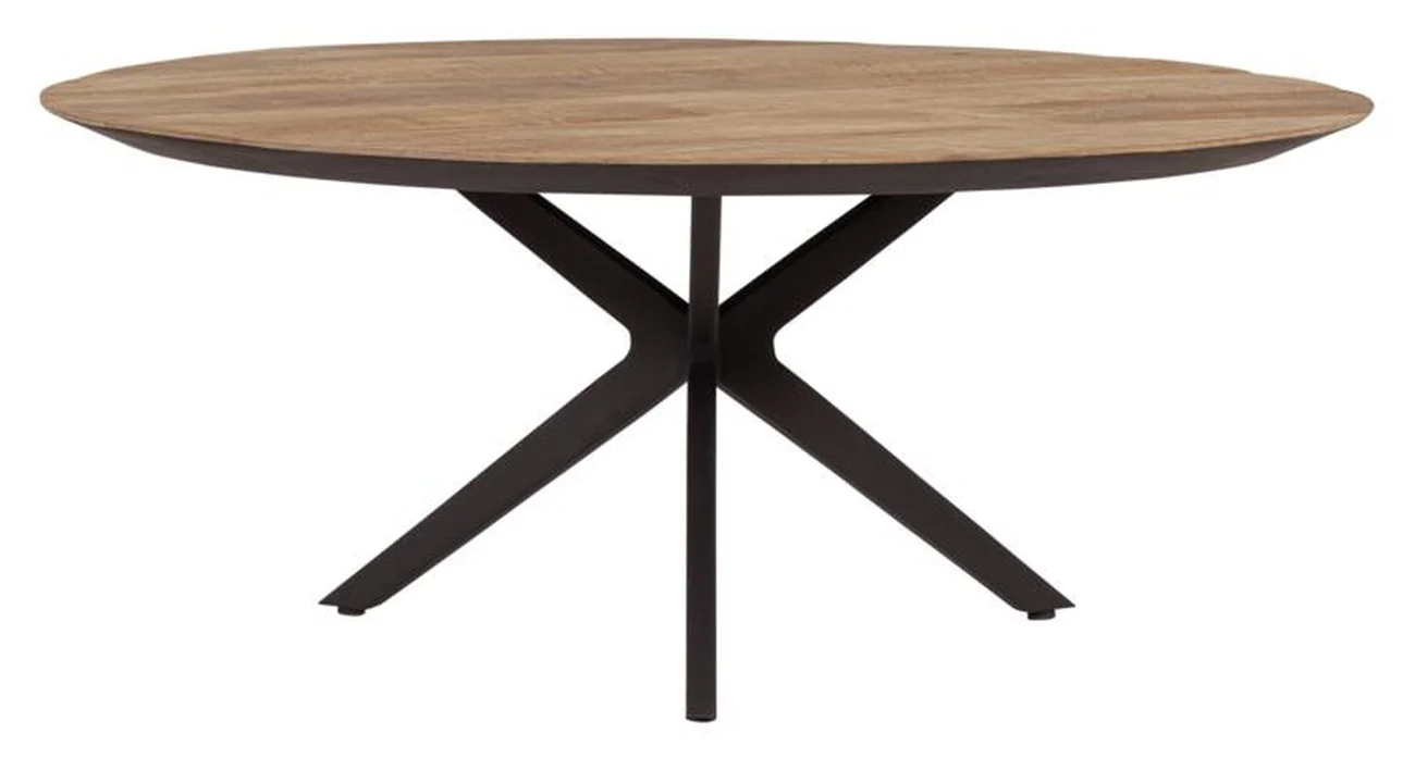 Couchtisch Metropole aus recyceltem Teakholz, modern, rund, natur, Ø 90 cm, Metallgestell - dtp Home