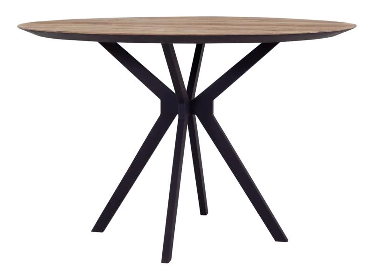 Bartisch Metropole aus recyceltem Teakholz, modern, rund, Natur, Gestell Schwarz, Ø 140 cm - dtp Home