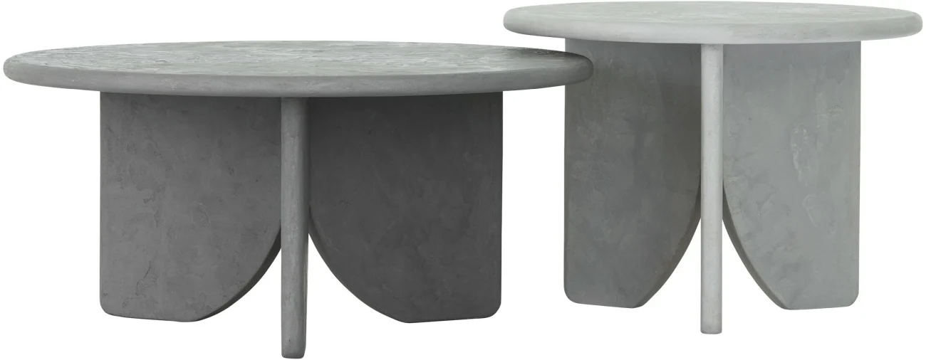 Couchtisch Melo 2er Set aus Mortex, modern rundes Design, frost hellgrau, für Dein Wohnzimmer - dtp Home