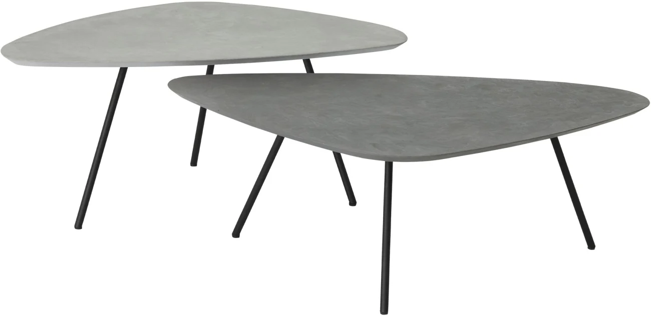 Couchtisch Pelectro 2er Set aus Mortex, modern, Frost hellgrau, Metallgestell schwarz - dtp Home