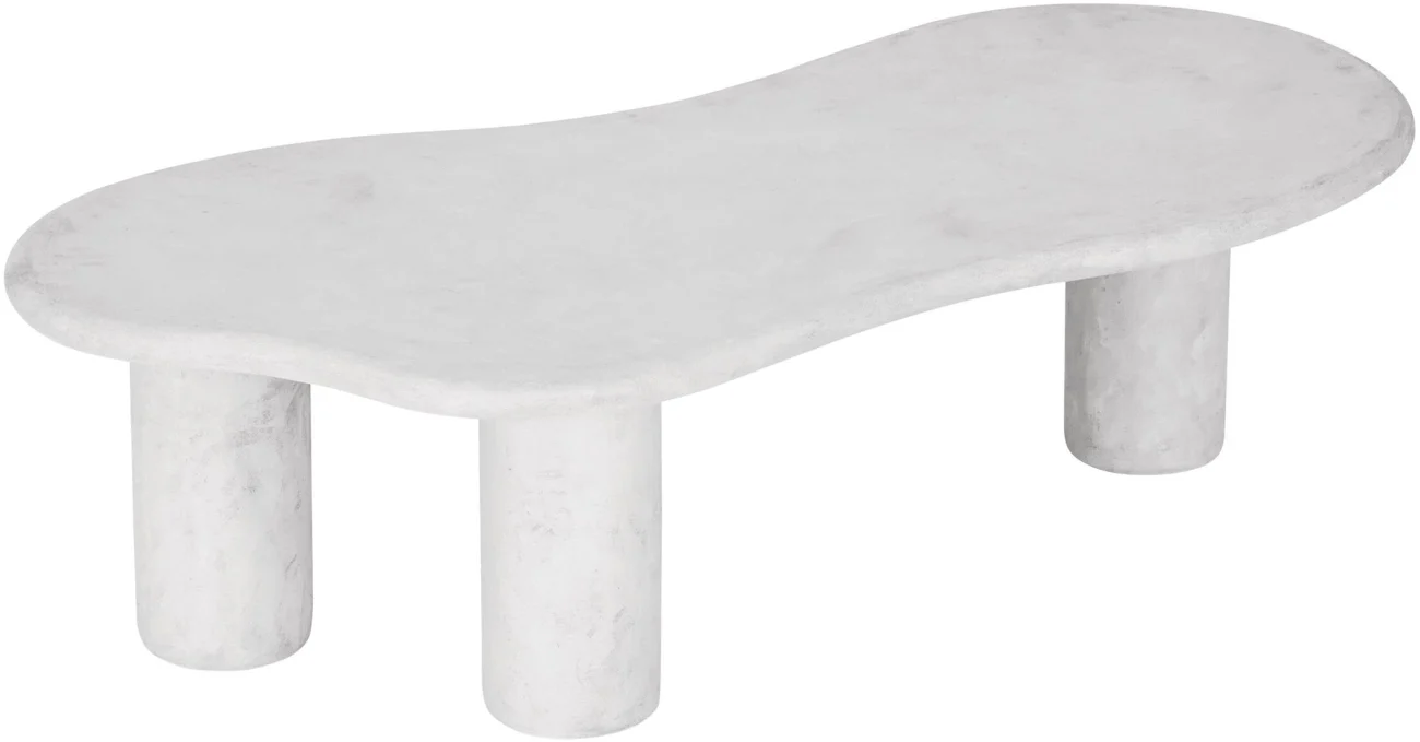 Couchtisch Curva aus Mortex, organisches Design, modern, Chalk Hellgrau, 130x69 cm - dtp Home