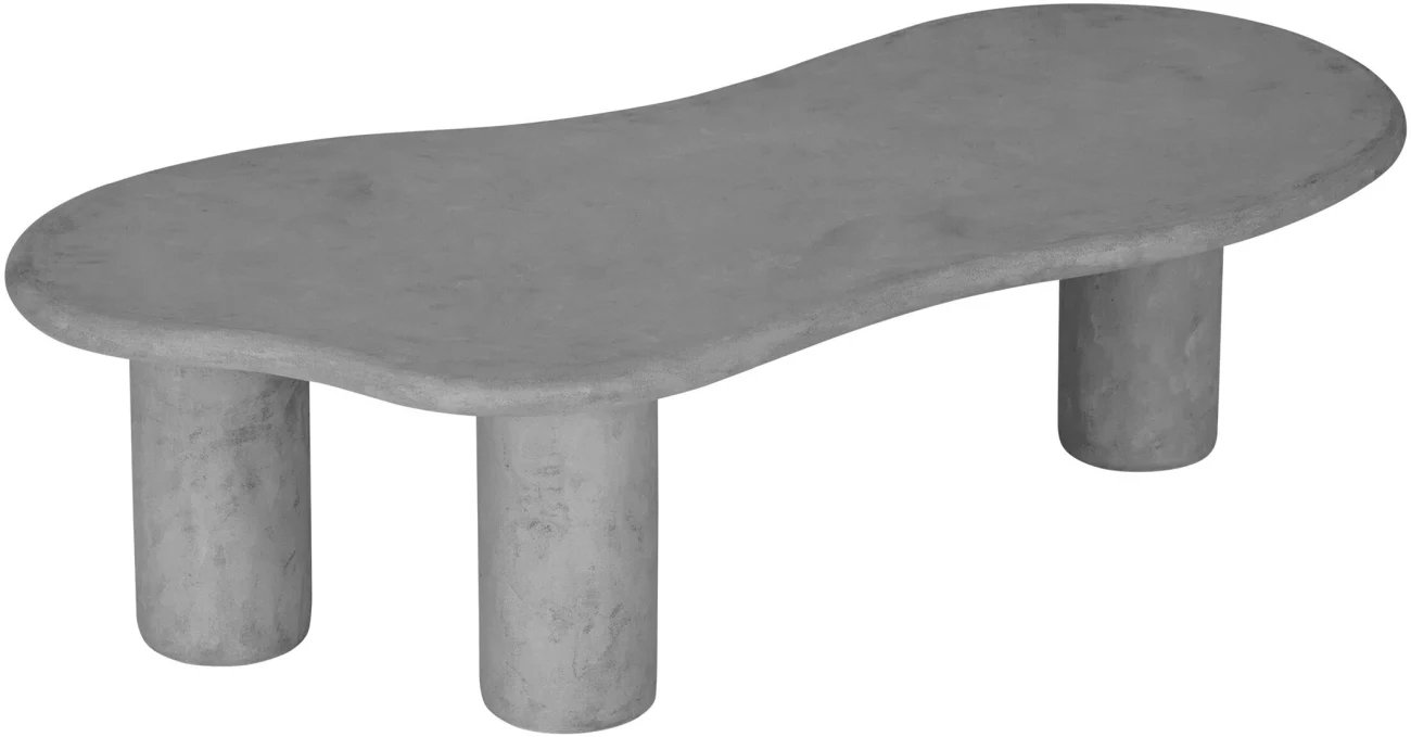 Couchtisch Curva aus Mortex, moderne organische Form, Farbe Dusk Grau, 130x69x35 cm - dtp Home