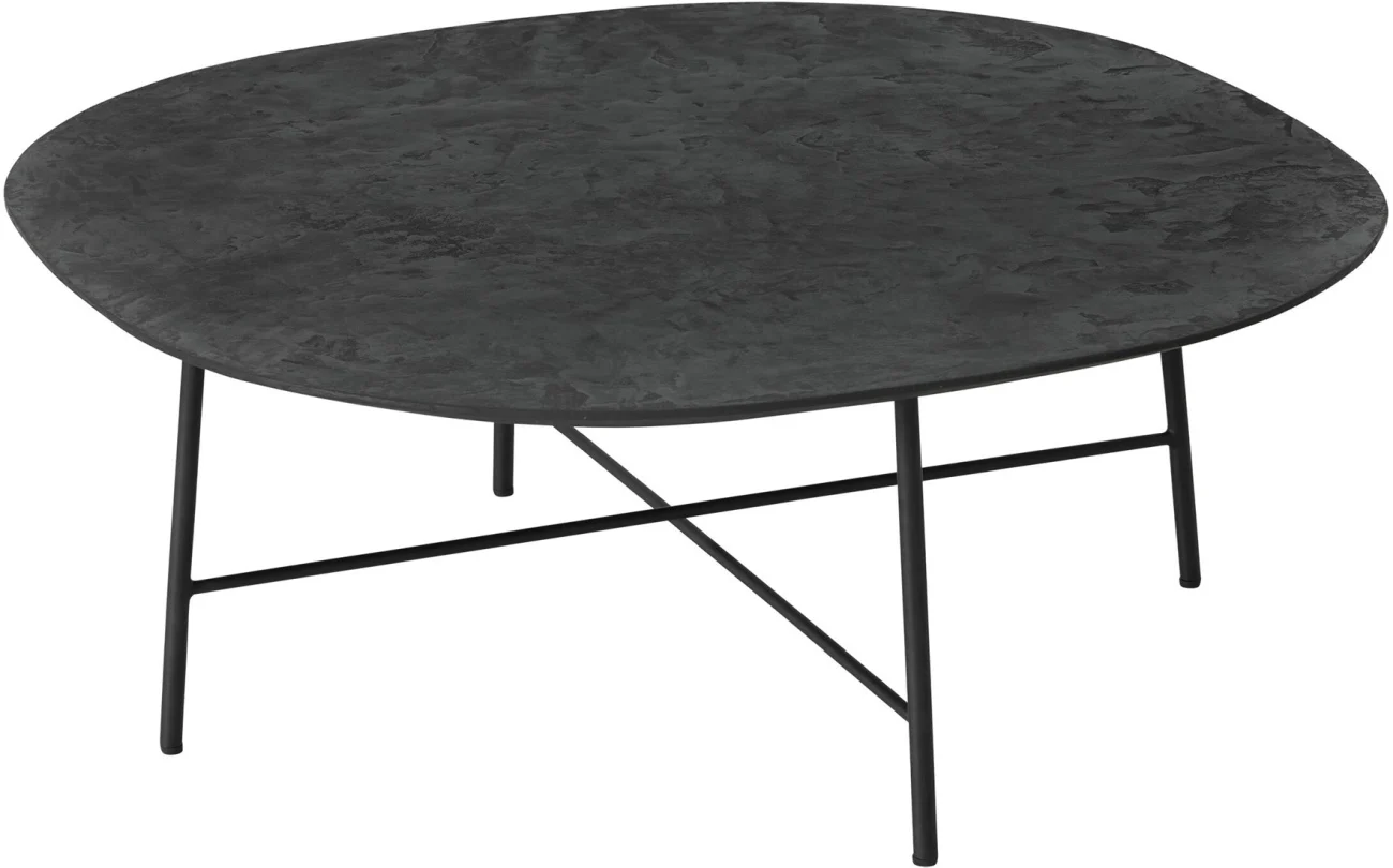 Couchtisch Soho aus Teakholz, modernes Design, Schwarz, stabile Metallbeine, 90x90 cm - dtp Home