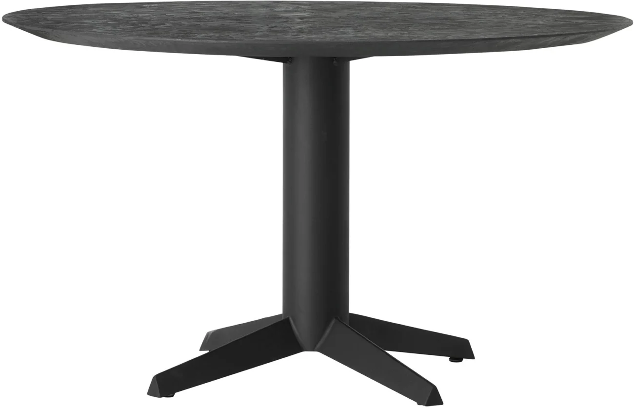 Esstisch Soho rund aus Teakholz, modern mit Mittelfuß, Schwarz, Ø 130 cm, für 4 Personen - dtp Home