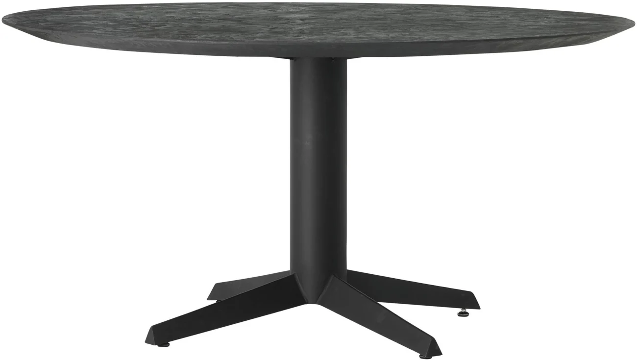 Esstisch Soho Rund aus Teakholz, modernes Design mit Mittelfuß, Schwarz, Ø 150 cm, für 4–6 Personen - dtp Home