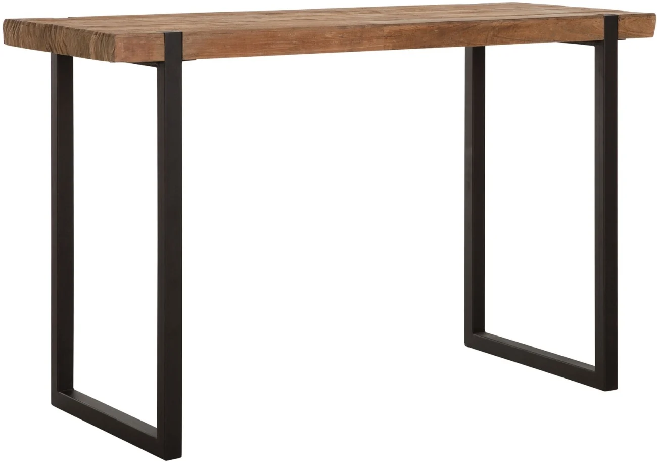 Schreibtisch Beam aus recyceltem Teakholz, modern, Natur, Metallgestell in Schwarz, 120 cm - dtp Home