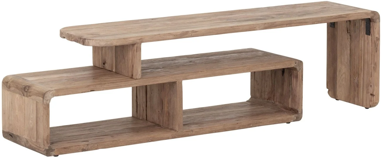 TV Board Fushion aus Teakholz, klassisch, Natur, 150 cm breit, zwei Fächer, behandelt - Must Living