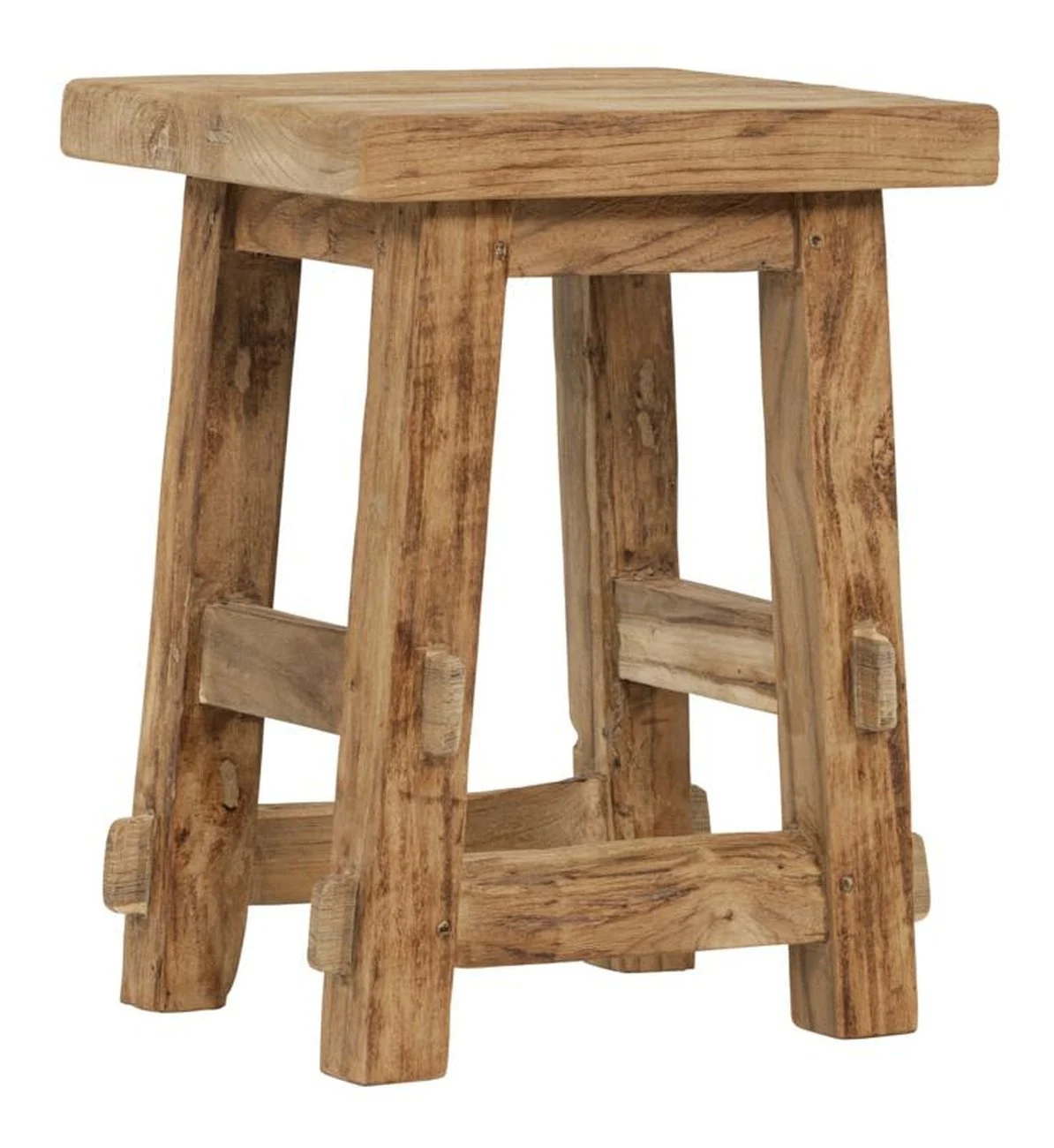 Hocker Tuscany aus Teakholz, massiv und handgefertigt, rechteckig, natur, von Must Living