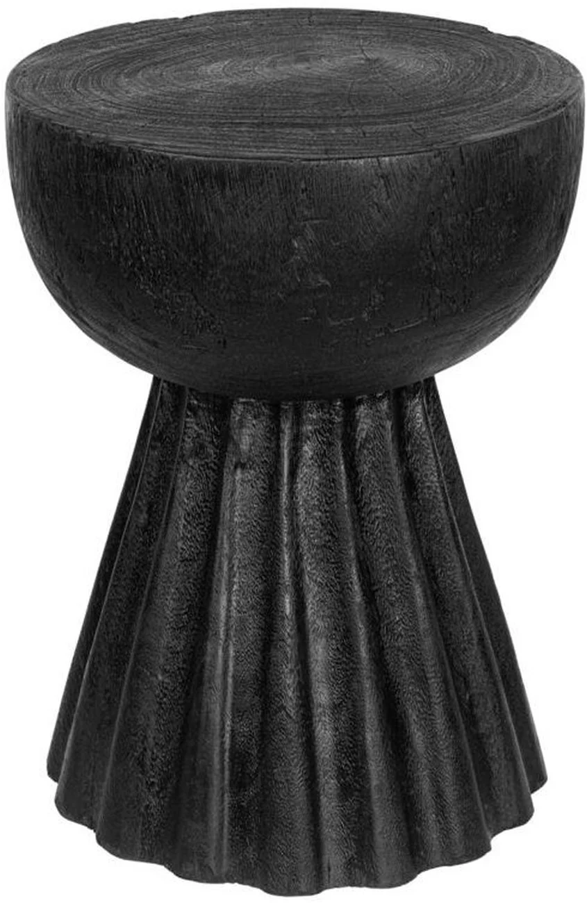Beistelltisch Trophy aus Suarholz, modern und handgefertigt, rund, schwarz, Ø 34 cm - Must Living