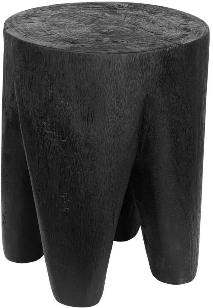 Beistelltisch Tooth aus Suarholz, handgefertigt, modern, rund, schwarz, Ø 35 cm - Must Living