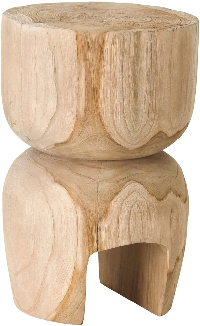 Beistelltisch Amber aus recyceltem Teakholz, skandinavischer Stil, rund, natur - Must Living