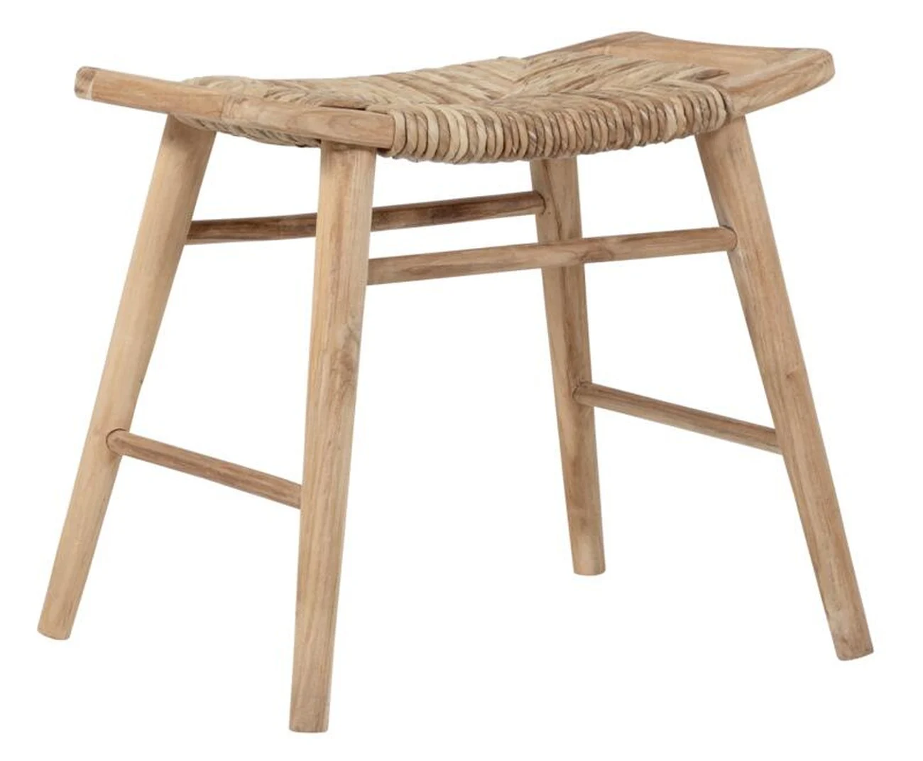 Hocker Rex aus Teakholz, skandinavischer Stil, Natur, rechteckig, Must Living, Indoor