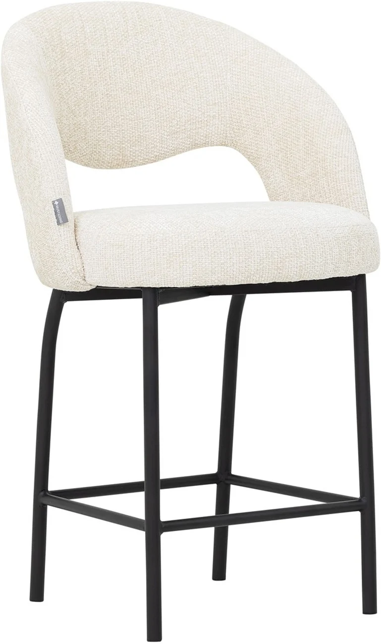 Barhocker Arca aus Stoff, modernes Design, Natur, gepolstert, schwarzes Metallgestell - Must Living
