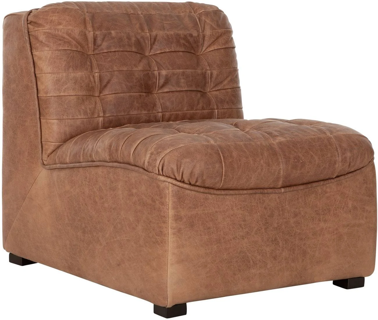 Sessel Liberty aus Leder, klassischer Stil, cognacbraun, gepolstert, Gestell schwarz - Must Living