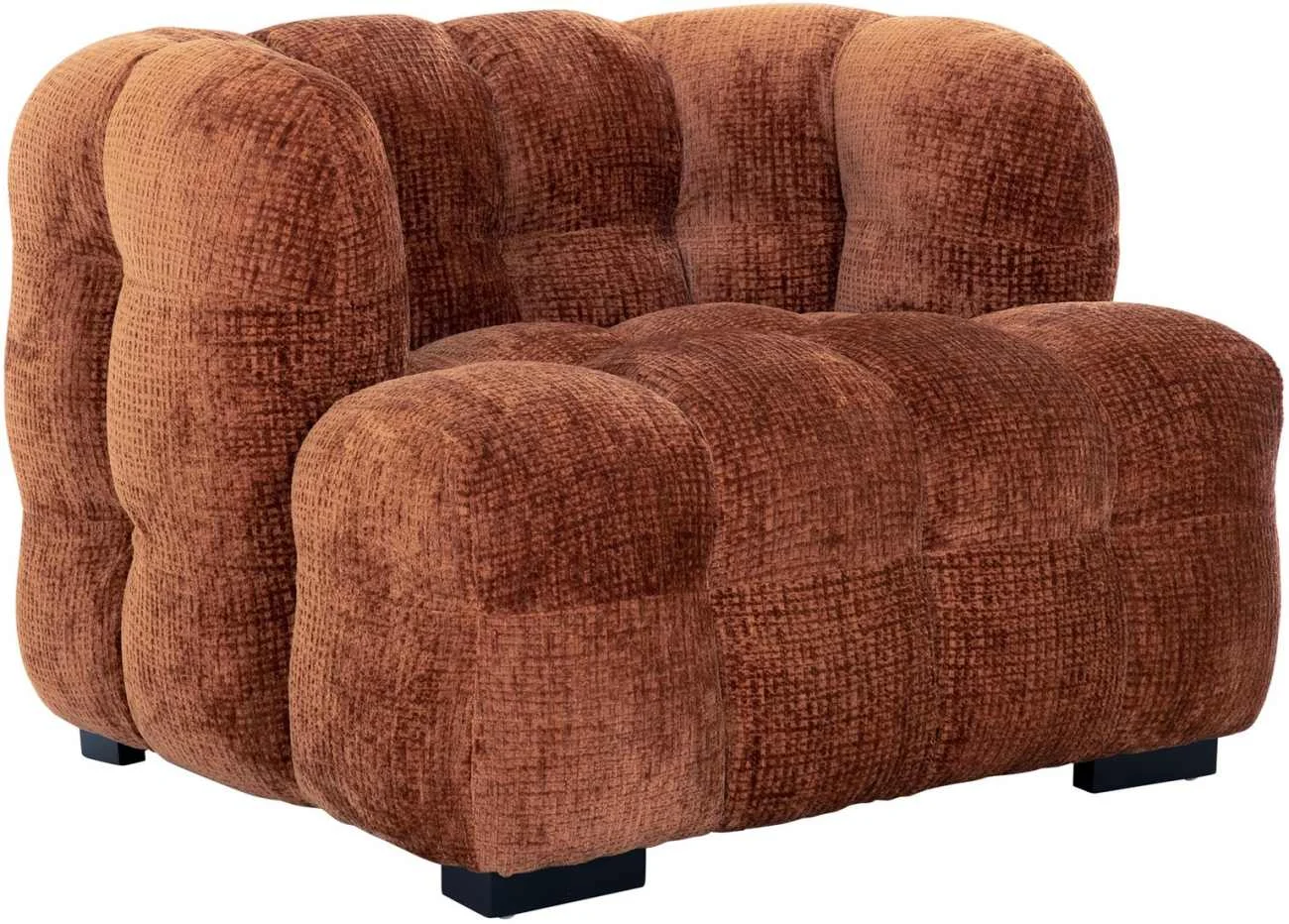 Sessel Mars aus Stoff, modern gepolstert, Cinnamon Braun, schwarzes Gestell, Must Living