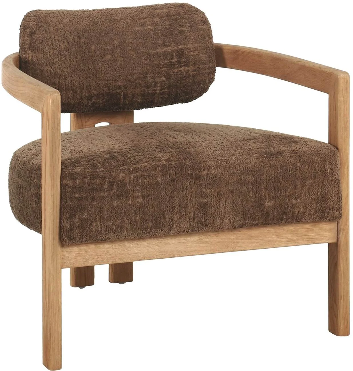 Sessel Kelly aus Stoff, skandinavischer Stil, gepolstert, Haselnussbraun und Natur - Must Living