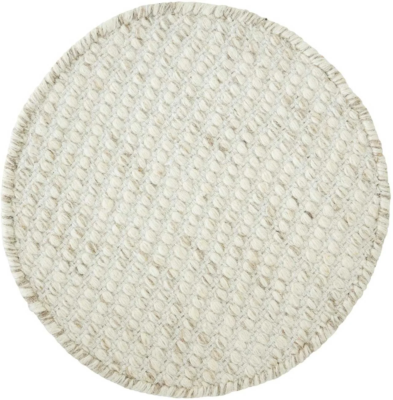 Teppich Asuri aus hochwertigem Wollmischgewebe, modern rund, Ivory Beige, Ø 250 cm - Must Living