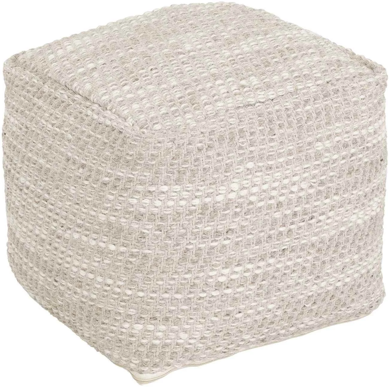 Pouf Asuri aus Wolle und Baumwolle, modern gepolstert, quadratisch, Farbe Sand, für Dein Zuhause - Must Living
