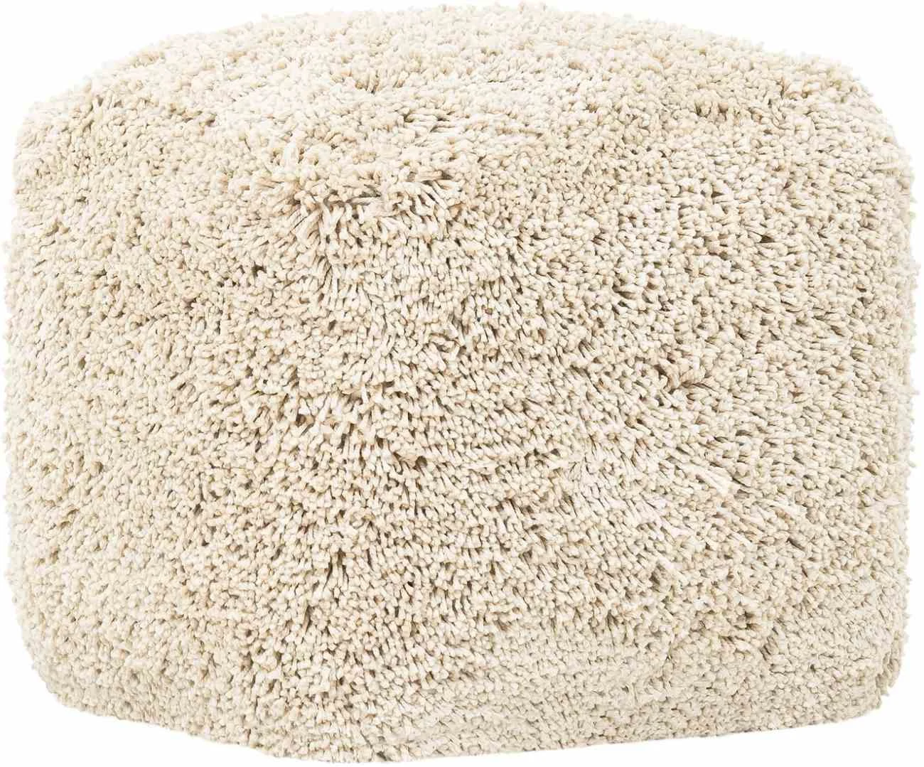 Pouf Celeste aus Stoff, modern gepolstert, beige, quadratisch, bequem für Dein Zuhause - Must Living