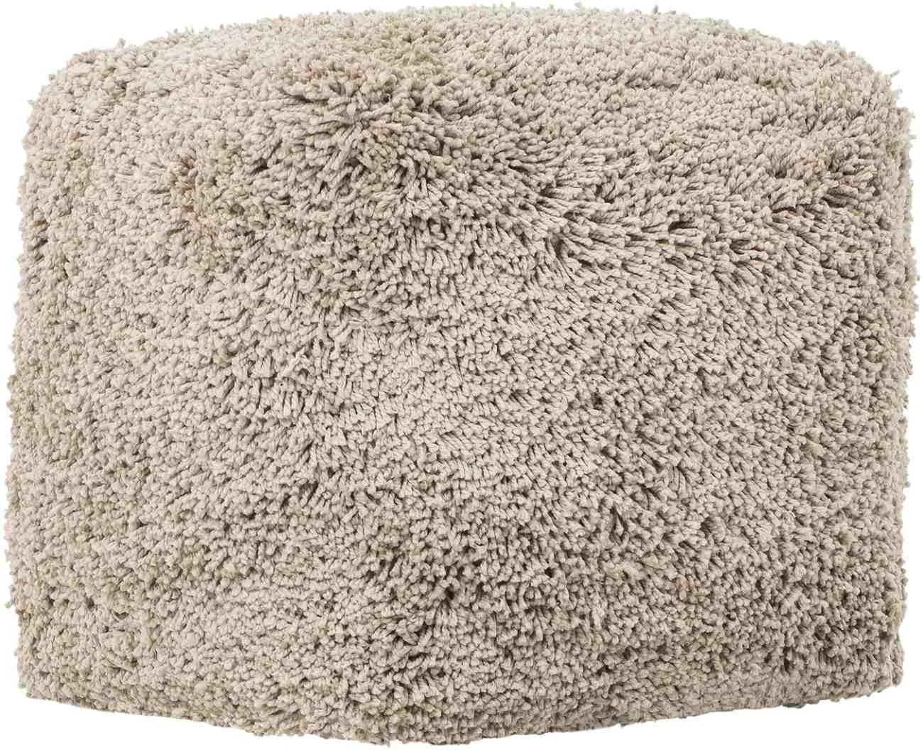 Pouf Celeste aus Stoff, modern gepolstert, quadratisch, taupe, komfortabler Sitz für Dein Zuhause - Must Living