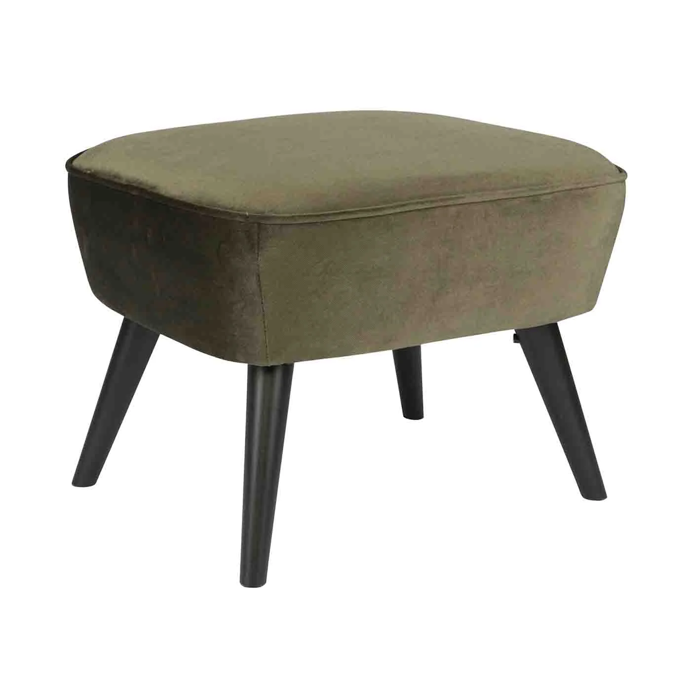 Fußhocker Sara Samt, modernes Design, waldgrün, gepolstert, rechteckig, Holzgestell - Woood