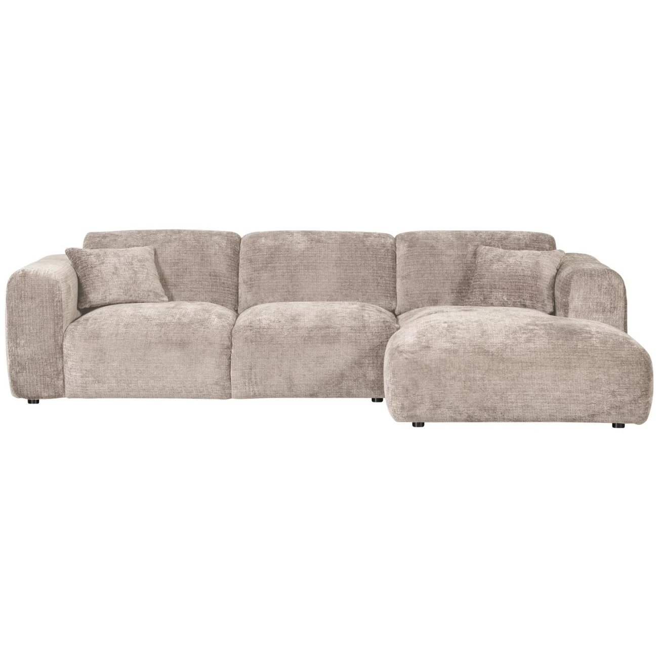 Ecksofa Chaiselongue Cloud aus Chenille-Stoff, modern, rechts, natur, komfortabel für 3-4 Personen