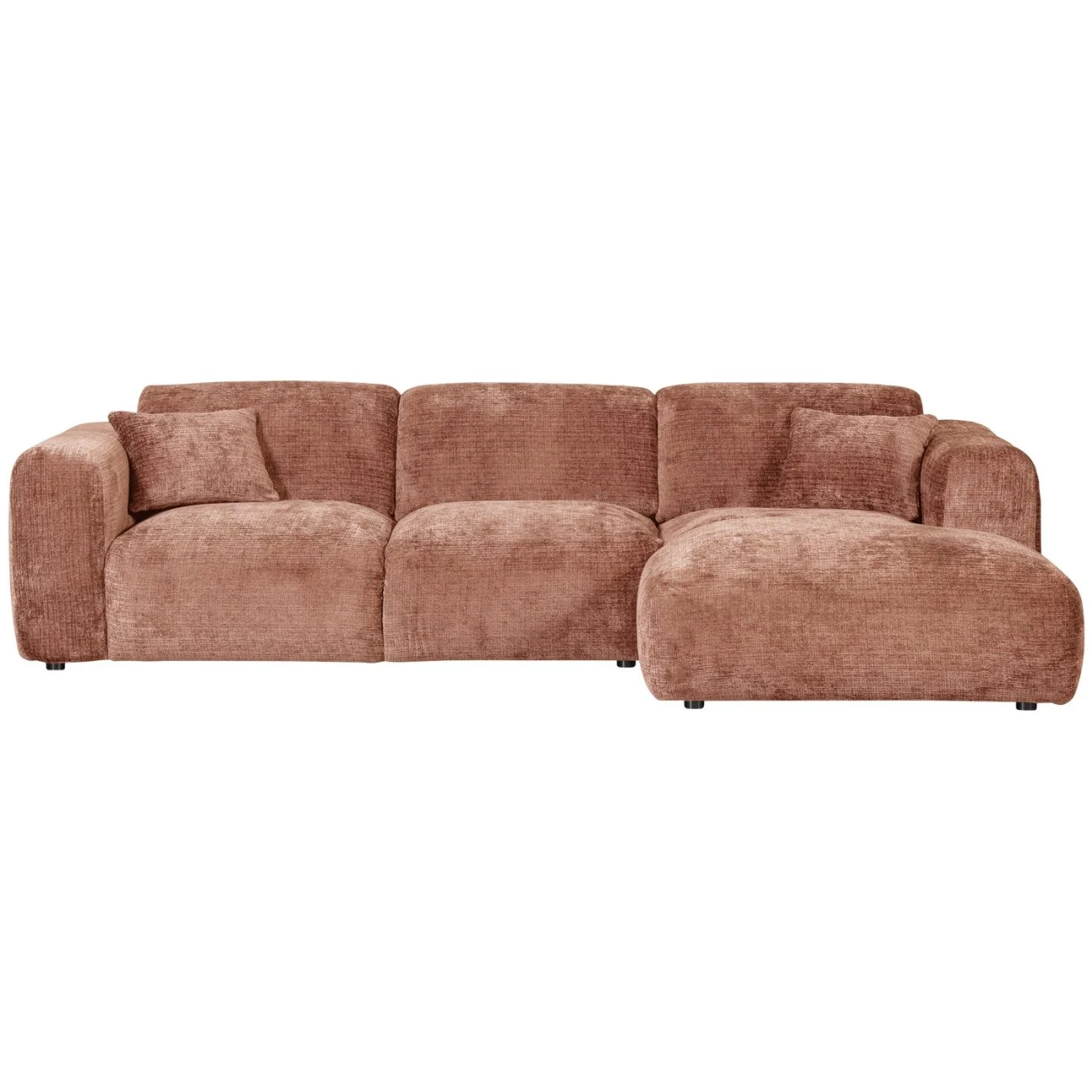 Chaiselongue Cloud aus Chenille-Stoff, modernes Ecksofa rechts, Terra braun, 3-4 Sitzplätze