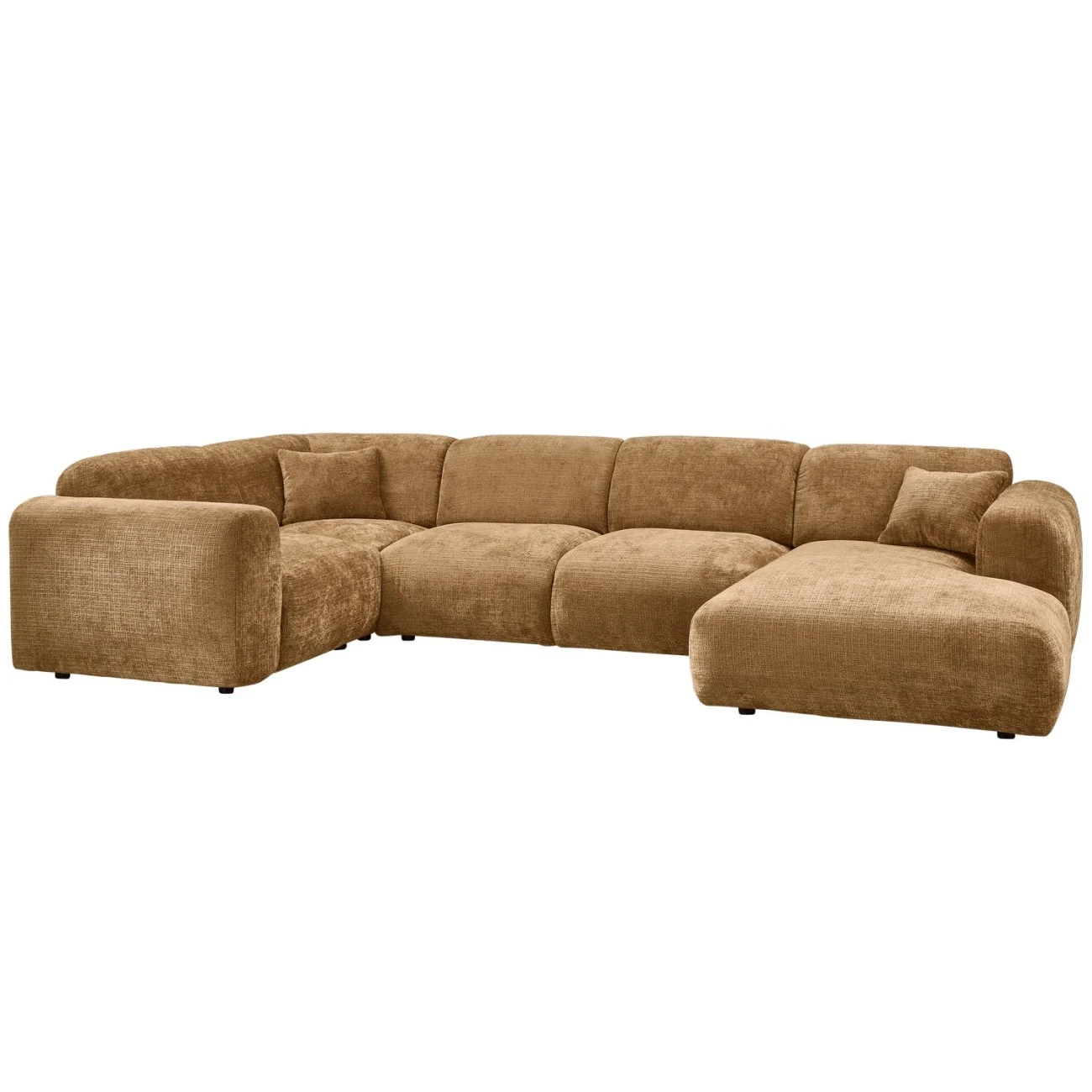 Ecksofa Cloud aus Chenille-Stoff, modern und komfortabel, links, honiggelb, für 4–5 Personen