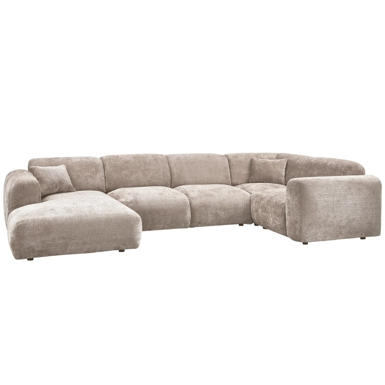 Ecksofa Cloud aus Chenille-Stoff, modern und komfortabel, rechts, Farbe Natur, für 4–5 Personen