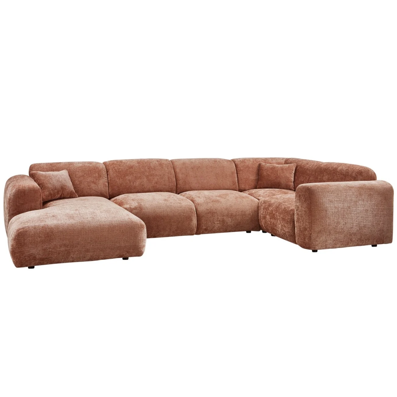 Ecksofa Cloud aus Chenille-Stoff, modern und gepolstert, rechts, terra – luxuriöser Komfort für dein Wohnzimmer