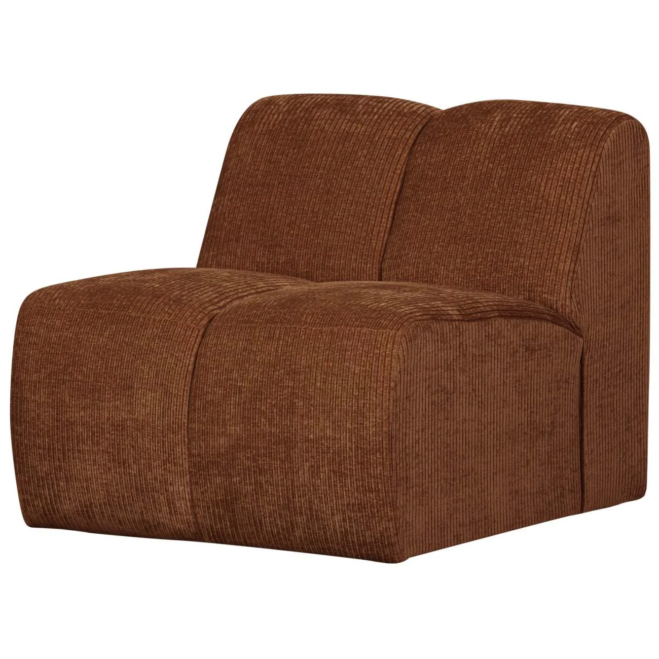 Modulsofa Mojo Flachcord, modernes Einzel-Element, rostbraun, luxuriöser Stoff, individuell kombinierbar