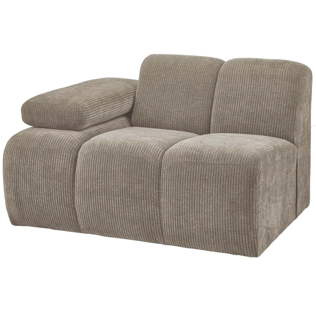 Modulsofa Mojo Flachcord, modern und flexibel, Sand, 1-Sitzer mit Armlehne links