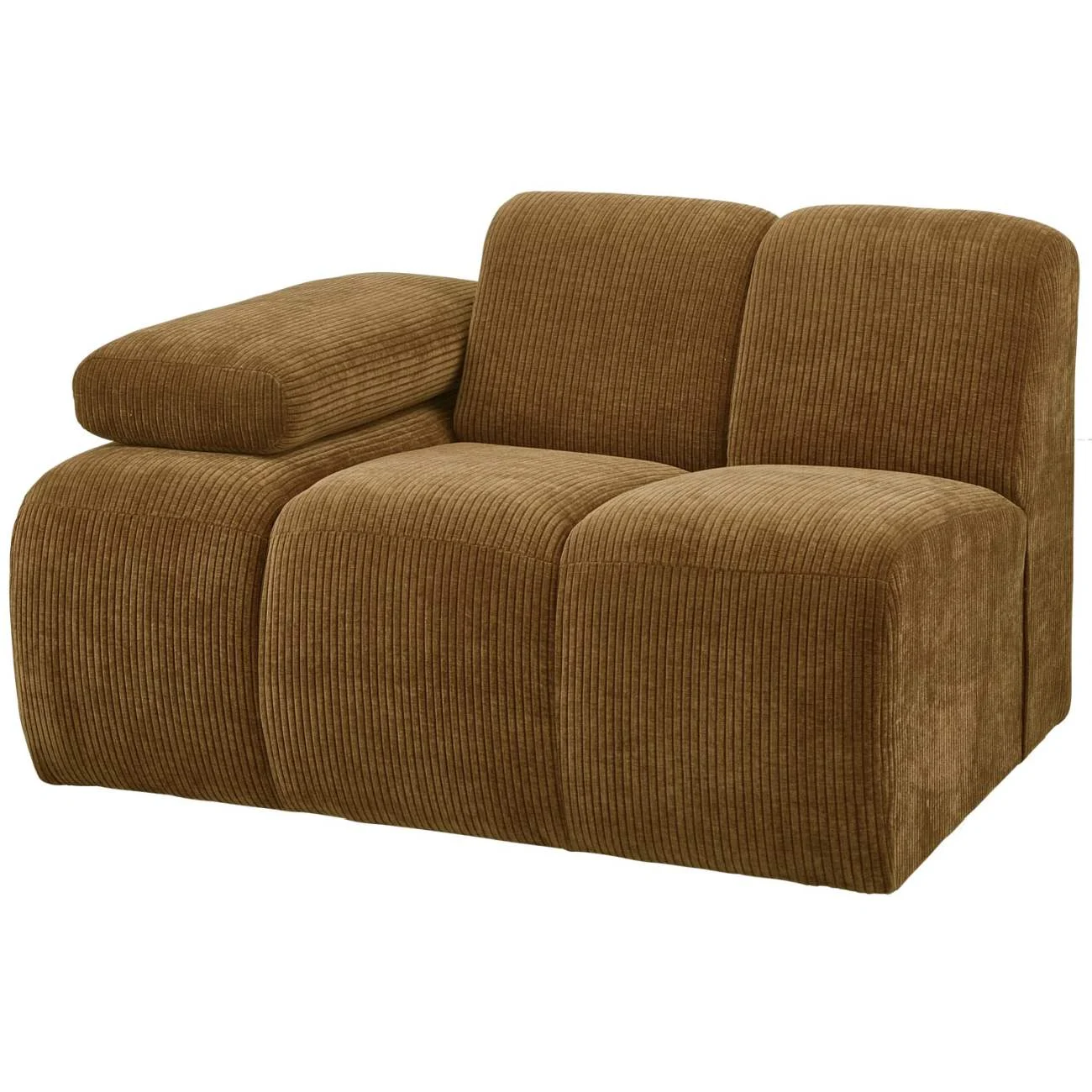 Modulsofa Mojo aus Flachcord, modern und flexibel, Honiggelb, 1er Armlehne links - Woood